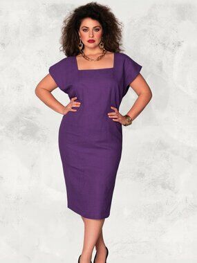 ST. GILLIAN 90's Royal Purple Linen Sheath Dress